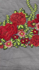 Roses Multi Color Floral Design Embroider On Mesh Lace Fabric| New Creations Fabric & Foam Inc.