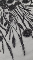 Luxury 3D Floral/Butterfly Beaded lace 54” Wide| New Creations Fabric & Foam Inc.