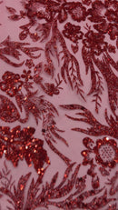 Big Glitter Damask Design On A Mesh Lace 58" Wide| New Creations Fabric & Foam Inc.