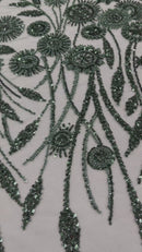 Luxury 3D Floral/Butterfly Beaded lace 54” Wide| New Creations Fabric & Foam Inc.