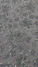 Metallic floral lace design embroidered 54" Wide | New Creations Fabric & Foam Inc.