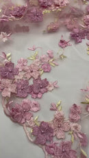 Multi Color 3d floral Daisy Design Embroider Lace 54" Wide| New Creations Fabric & Foam Inc.