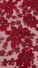 Metallic floral lace design embroidered 54" Wide | New Creations Fabric & Foam Inc.