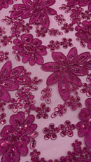 Metallic floral lace design embroidered 54" Wide | New Creations Fabric & Foam Inc.