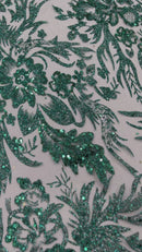 Big Glitter Damask Design On A Mesh Lace 58" Wide| New Creations Fabric & Foam Inc.