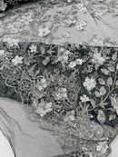 Princess Glitter 3d floral design fabric lace| New Creations Fabric & Foam Inc. - New Creations Fabric & Foam Inc