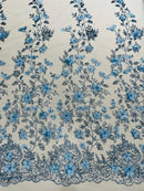 Princess Glitter 3d floral design fabric lace| New Creations Fabric & Foam Inc. - New Creations Fabric & Foam Inc