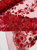 Princess Glitter 3d floral design fabric lace| New Creations Fabric & Foam Inc. - New Creations Fabric & Foam Inc