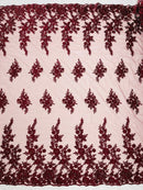 ROSE FLORAL BEADED LACE (By The Yard) - New Creations Fabric & Foam Inc