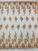 ROSE FLORAL BEADED LACE (By The Yard) - New Creations Fabric & Foam Inc