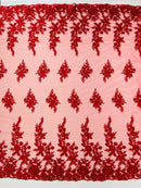 ROSE FLORAL BEADED LACE (By The Yard) - New Creations Fabric & Foam Inc