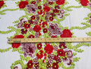 Roses Multi Color Floral Design Embroider On Mesh Lace Fabric| New Creations Fabric & Foam Inc. - New Creations Fabric & Foam Inc