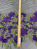 Roses Multi Color Floral Design Embroider On Mesh Lace Fabric| New Creations Fabric & Foam Inc. - New Creations Fabric & Foam Inc