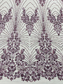 Royalty Damask Beaded Lace Luxury on Mesh 54” Wide| New Creations Fabric & Foam Inc. - New Creations Fabric & Foam Inc
