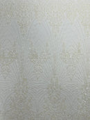Royalty Damask Beaded Lace Luxury on Mesh 54” Wide| New Creations Fabric & Foam Inc. - New Creations Fabric & Foam Inc