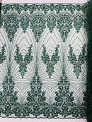 Royalty Damask Beaded Lace Luxury on Mesh 54” Wide| New Creations Fabric & Foam Inc. - New Creations Fabric & Foam Inc
