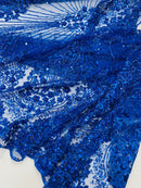 Royalty Damask Beaded Lace Luxury on Mesh 54” Wide| New Creations Fabric & Foam Inc. - New Creations Fabric & Foam Inc