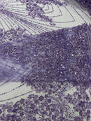 Royalty Damask Beaded Lace Luxury on Mesh 54” Wide| New Creations Fabric & Foam Inc. - New Creations Fabric & Foam Inc