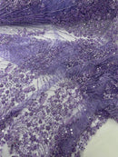 Royalty Damask Beaded Lace Luxury on Mesh 54” Wide| New Creations Fabric & Foam Inc. - New Creations Fabric & Foam Inc