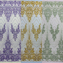 Royalty Damask Beaded Lace Luxury on Mesh 54” Wide| New Creations Fabric & Foam Inc. - New Creations Fabric & Foam Inc