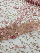 Satin 3D floral glitter fabric| New Creations Fabric & Foam Inc. - New Creations Fabric & Foam Inc