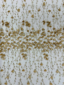 Satin 3D floral glitter fabric| New Creations Fabric & Foam Inc. - New Creations Fabric & Foam Inc