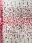 Satin 3D floral glitter fabric| New Creations Fabric & Foam Inc. - New Creations Fabric & Foam Inc