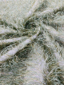 Shaggy Jacquard Faux Ostrich/Eye Lash Feathers Fringe With Metallic Thread (By The Yard) - New Creations Fabric & Foam Inc