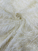 Shaggy Jacquard Faux Ostrich/Eye Lash Feathers Fringe With Metallic Thread (By The Yard) - New Creations Fabric & Foam Inc