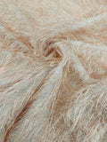 Shaggy Jacquard Faux Ostrich/Eye Lash Feathers Fringe With Metallic Thread (By The Yard) - New Creations Fabric & Foam Inc