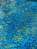 Splatter Foil Paint Metallic Print on a 4 - way Stretch Tie Dye Nylon Spandex | New Creations Fabric & Foam Inc. - New Creations Fabric & Foam Inc