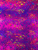 Splatter Foil Paint Metallic Print on a 4 - way Stretch Tie Dye Nylon Spandex | New Creations Fabric & Foam Inc. - New Creations Fabric & Foam Inc