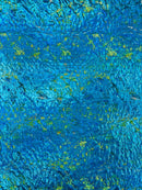 Splatter Foil Paint Metallic Print on a 4 - way Stretch Tie Dye Nylon Spandex | New Creations Fabric & Foam Inc. - New Creations Fabric & Foam Inc