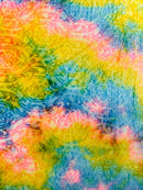 Tie Dye Damask Burnt out Stretch Velvet 58" Wide| New Creations Fabric &amp; Foam Inc - New Creations Fabric & Foam Inc