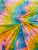 Tie Dye Damask Burnt out Stretch Velvet 58" Wide| New Creations Fabric &amp; Foam Inc - New Creations Fabric & Foam Inc