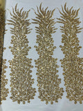 VEGAS BEADED FEATHER DESIGN ON MESH FABRIC (BY PANEL) - New Creations Fabric & Foam Inc