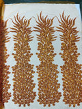 VEGAS BEADED FEATHER DESIGN ON MESH FABRIC (BY PANEL) - New Creations Fabric & Foam Inc
