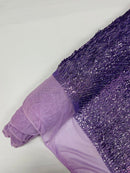 Vegas Beaded Sequin Stretch Mesh Fabric (By The Yard) - New Creations Fabric & Foam Inc