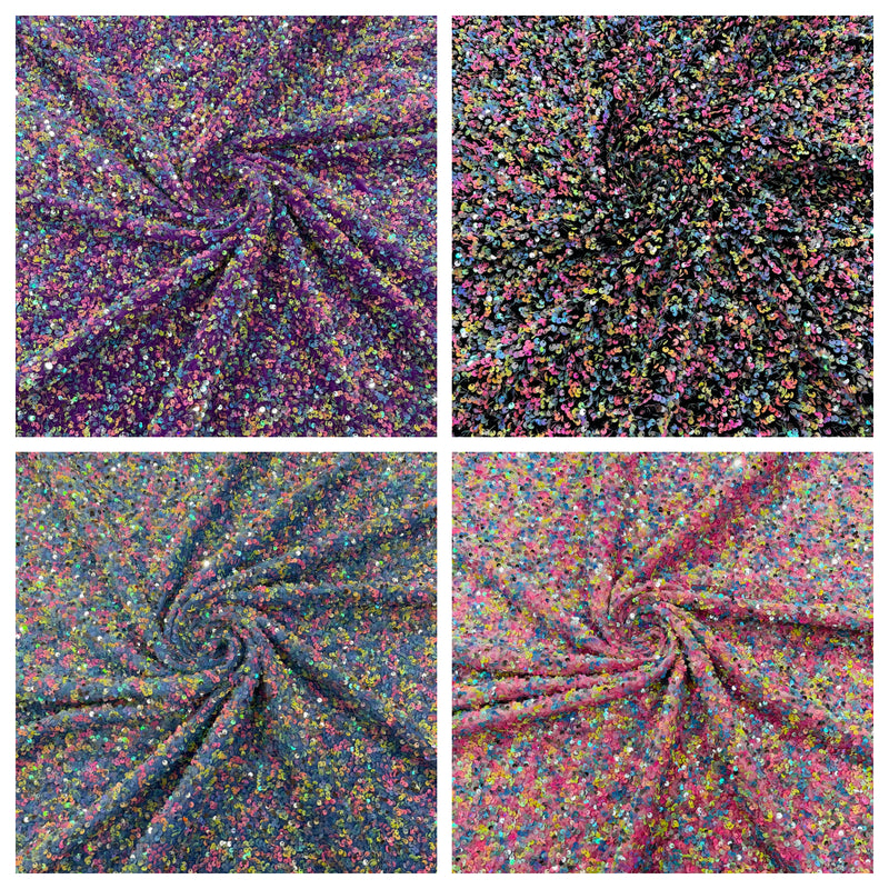 Confetti All Over Sequins Stretch Velvet (by the yard)