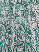 Vine Glitter Design On A Mesh Lace Fabric/Prom - New Creations Fabric & Foam Inc