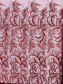 Vine Glitter Design On A Mesh Lace Fabric/Prom - New Creations Fabric & Foam Inc