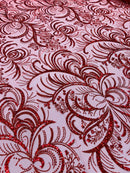 Vine Glitter Design On A Mesh Lace Fabric/Prom - New Creations Fabric & Foam Inc