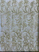 Vine Glitter Design On A Mesh Lace Fabric/Prom - New Creations Fabric & Foam Inc