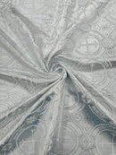 White/Silver - Rectangular Metallic Cross Brocade Jacquard Satin Tablecloth Overlay/Religious Brocade/Liturgical Fabric/Church. - New Creations Fabric & Foam Inc