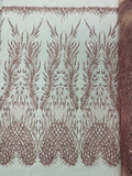 WING FEATHER DAMASK BEADED LACE (By The Yard) - New Creations Fabric & Foam Inc