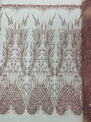 WING FEATHER DAMASK BEADED LACE (By The Yard) - New Creations Fabric & Foam Inc