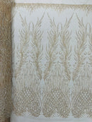 WING FEATHER DAMASK BEADED LACE (By The Yard) - New Creations Fabric & Foam Inc
