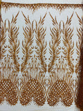 WING FEATHER DAMASK BEADED LACE (By The Yard) - New Creations Fabric & Foam Inc