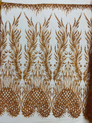 WING FEATHER DAMASK BEADED LACE (By The Yard) - New Creations Fabric & Foam Inc