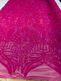 New Royalty sequin design on a 4 way stretch mesh fabric-sold by the yard.